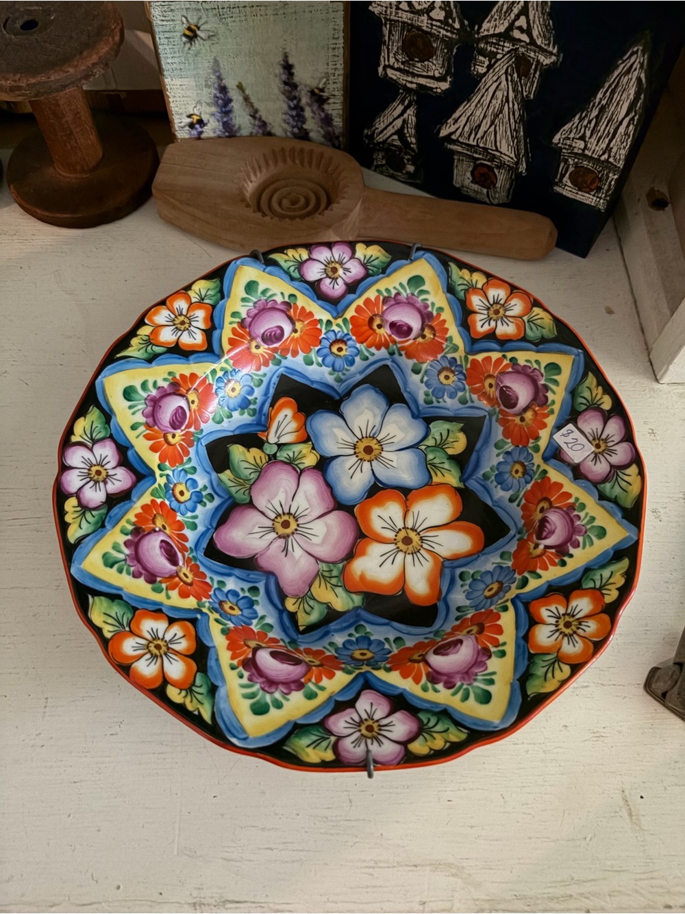 Chodsko Hand-Painted Floral Decorative Wall Plate in Multicolor